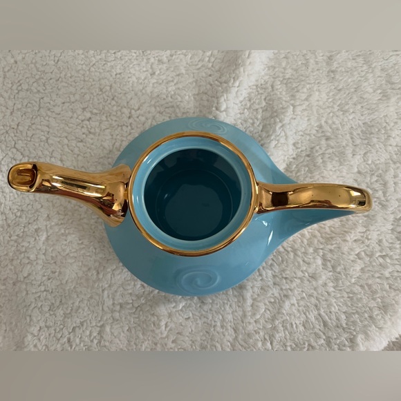PEARL CHINA Co.(GUARANTED 22k GOLD TRIM) TEA POT ROBIN EGG BLUE, VINTAGE, NO LID - Picture 6 of 12